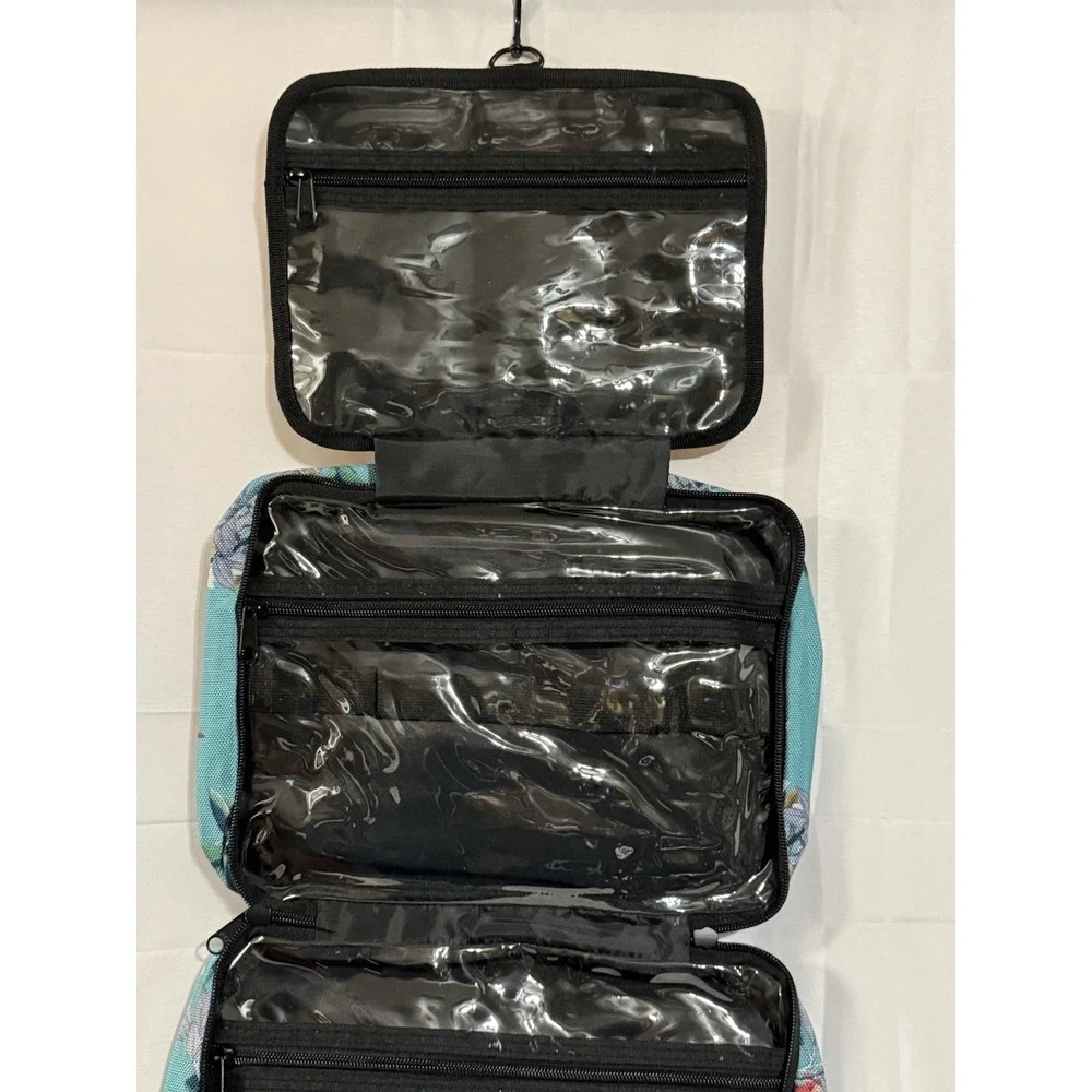 B&C Large Hanging Travel Orginzer Bag Turquoise Flowers Multi-pockets